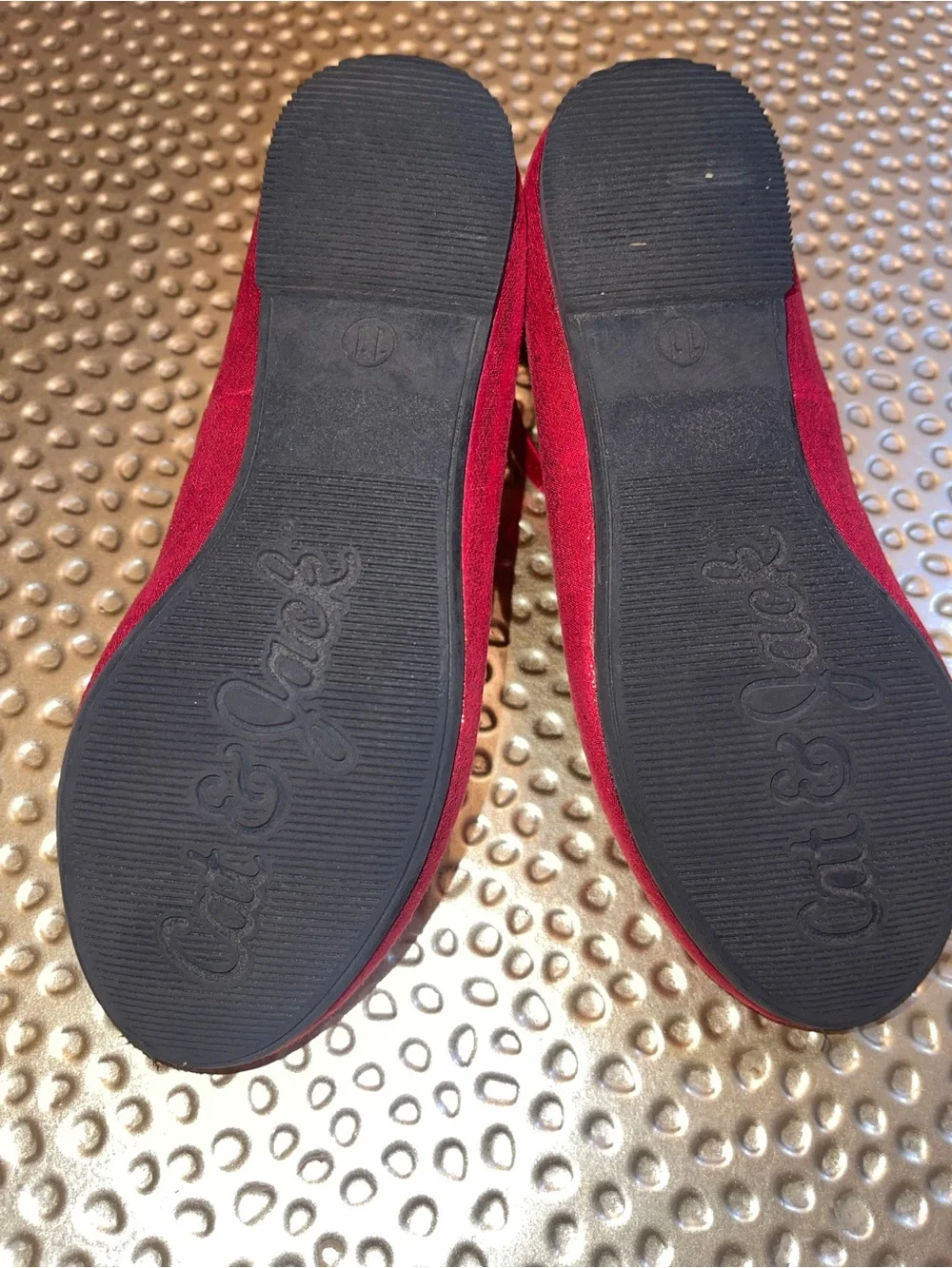 Cat & Jack Girls Red Glitter Ballet Flats with Cross Ribbon Strap